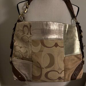 Coach Patchwork signature Shoulder Bag tote   needs cleaned and  a strap